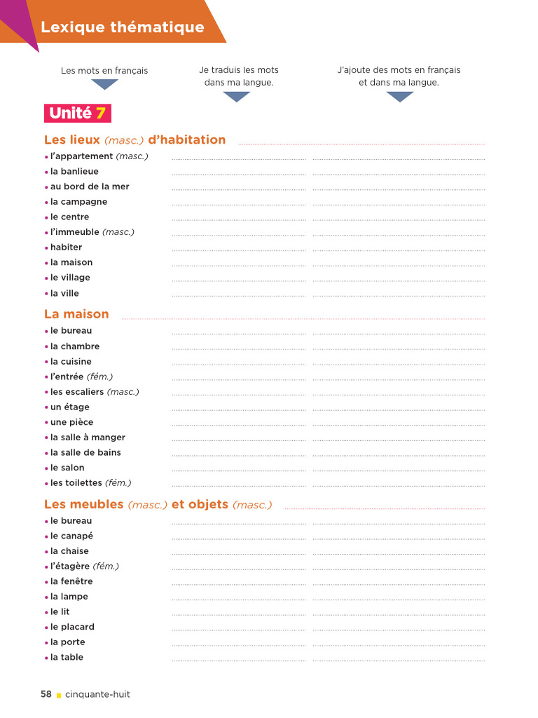 Lexique thématique en français | PDF | Arts du langage et discipline