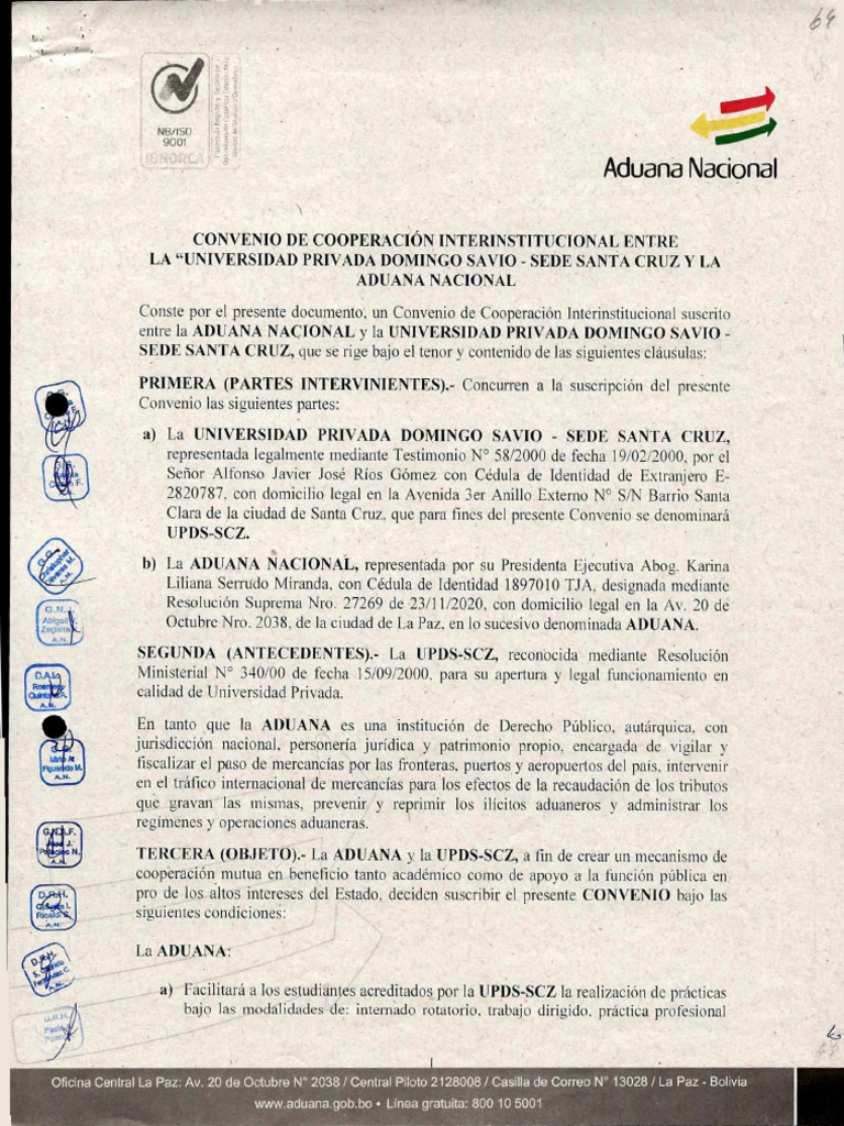 Convenio de Cooperación Interinstitucional Entre La Universidad Privada ...