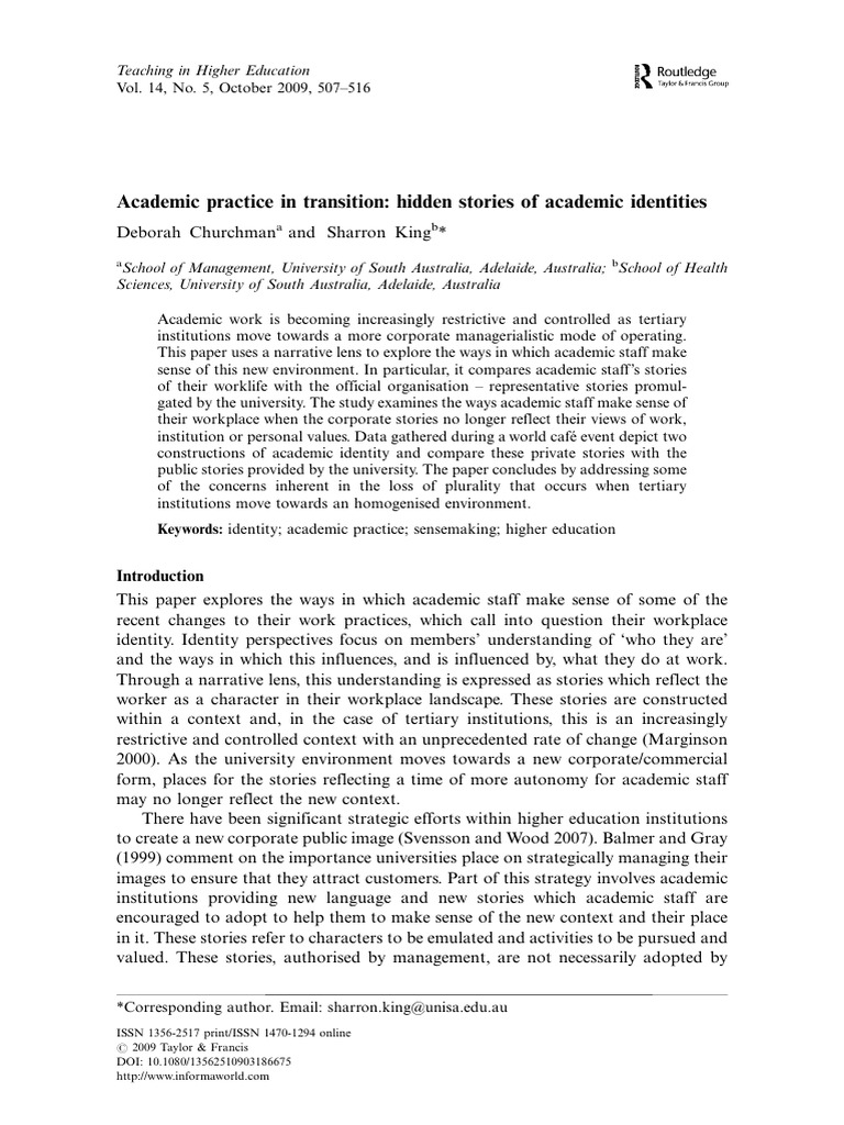 2009 Academic Practice in Transition | PDF | Narrative | University
