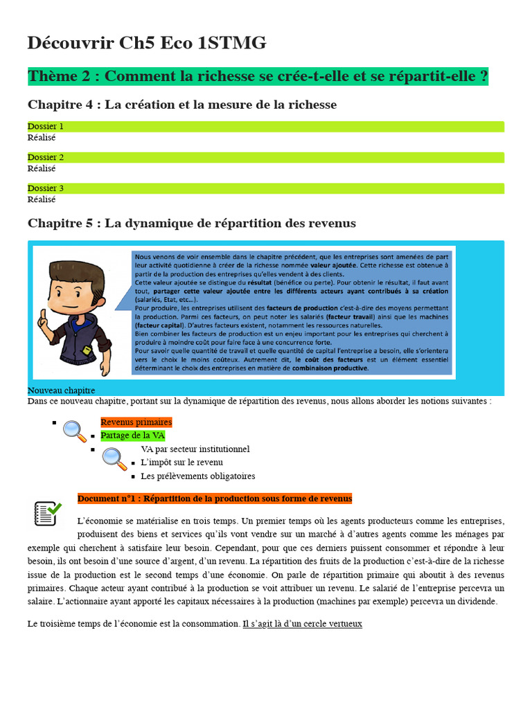 Découvrir Ch5 Eco 1STMG - J'apprends Différemment | PDF | Revenus ...