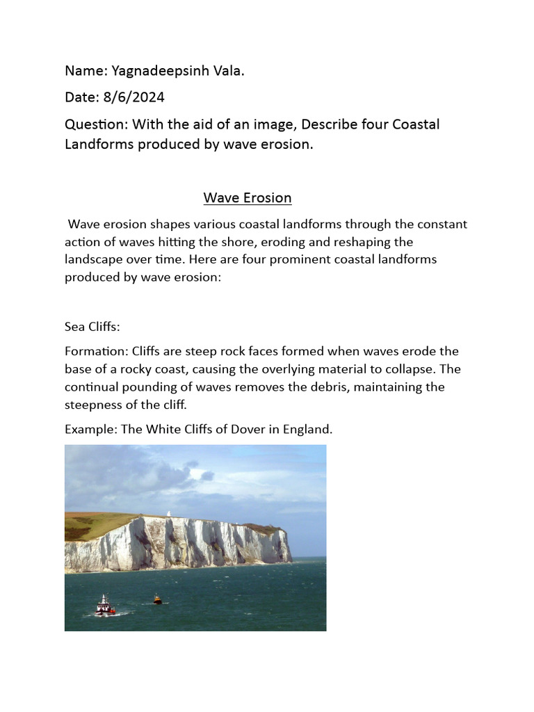 Coastal Landforms from Wave Erosion | PDF