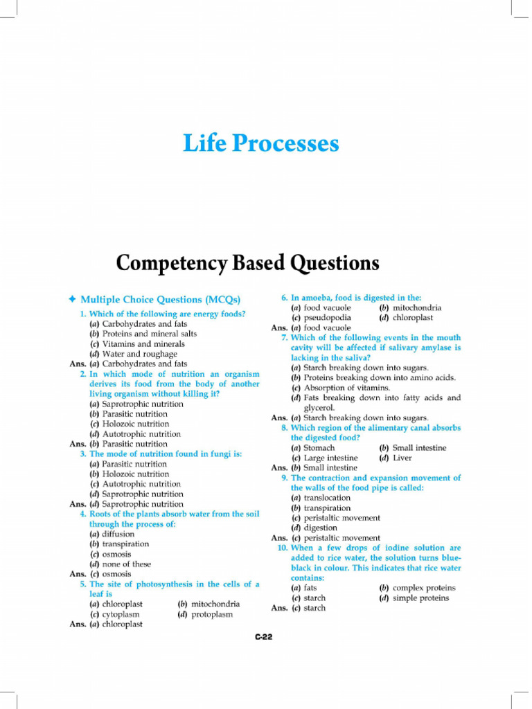 6 Life Process Competency Based | PDF
