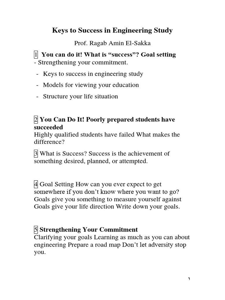 Keys To Success in Engineering Study For Fundamental of Engineering ...