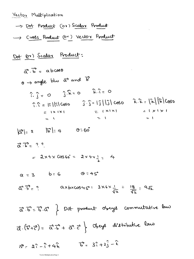Vector Multiplication Pdf
