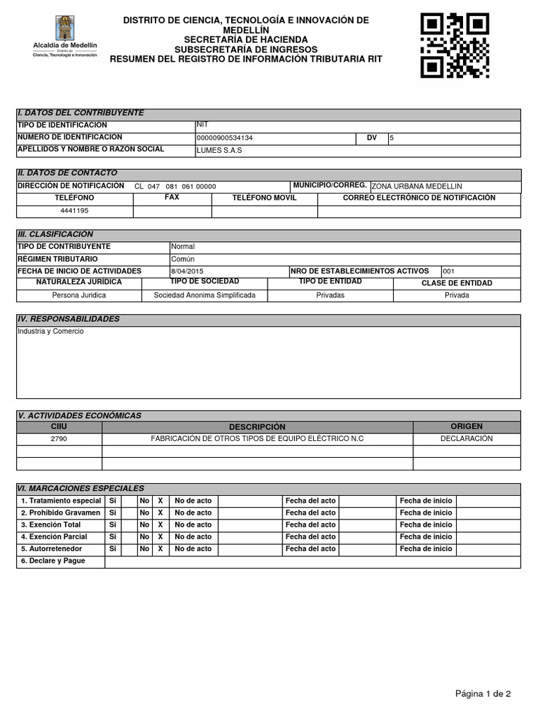 Certificado RIT Medellín 2024 | PDF | Industrias de servicio