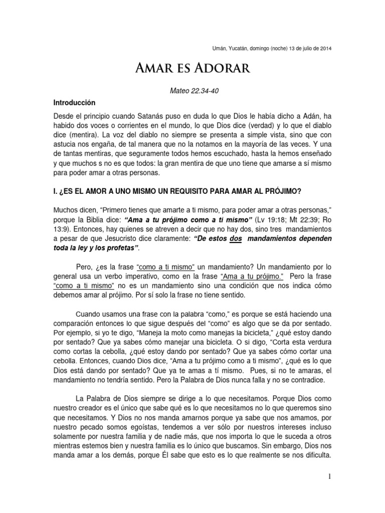 Amar Es Adorar | PDF | Amor | Pecado