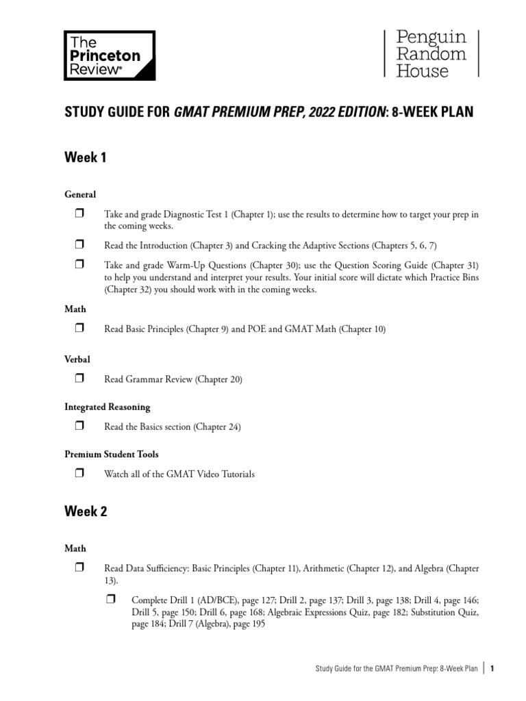 GMAT Premium Prep 2022 Study Guide 8-Week | PDF | Graduate Management ...