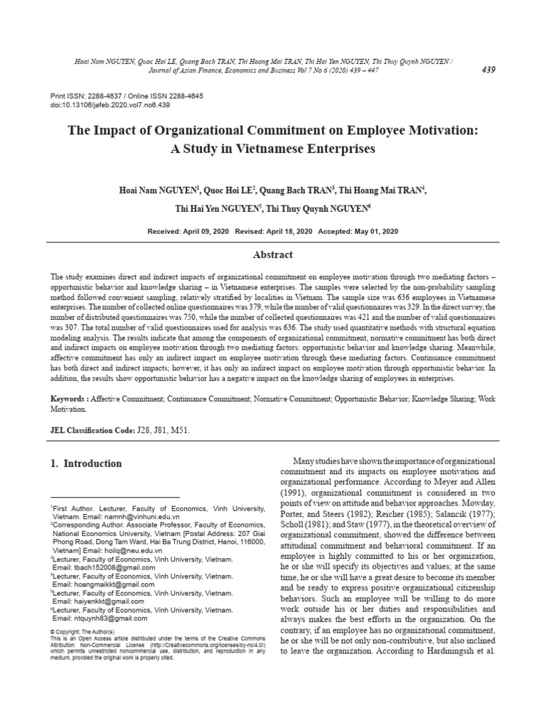 The Impact of Organizational Commitment On Employee Motivation - A ...