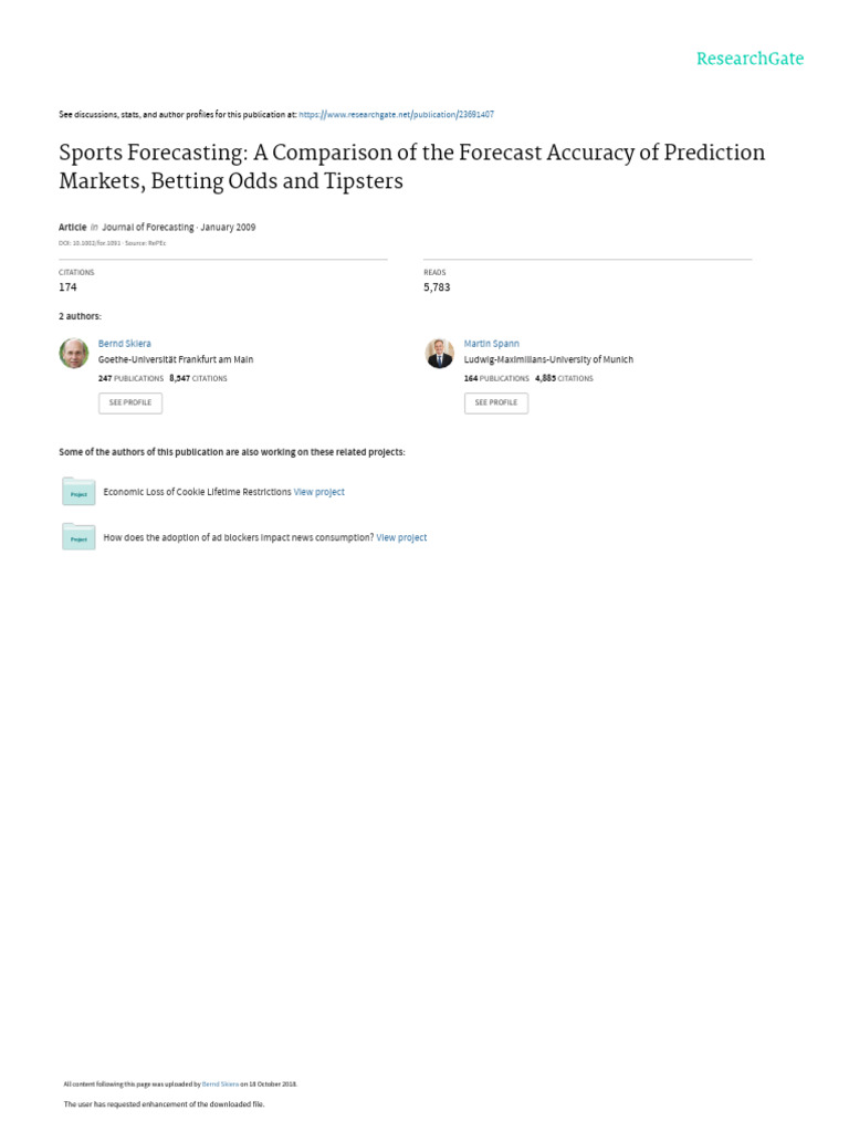 Spann Skiera 2008 Journal of Forecasting | PDF | Forecasting | Prediction
