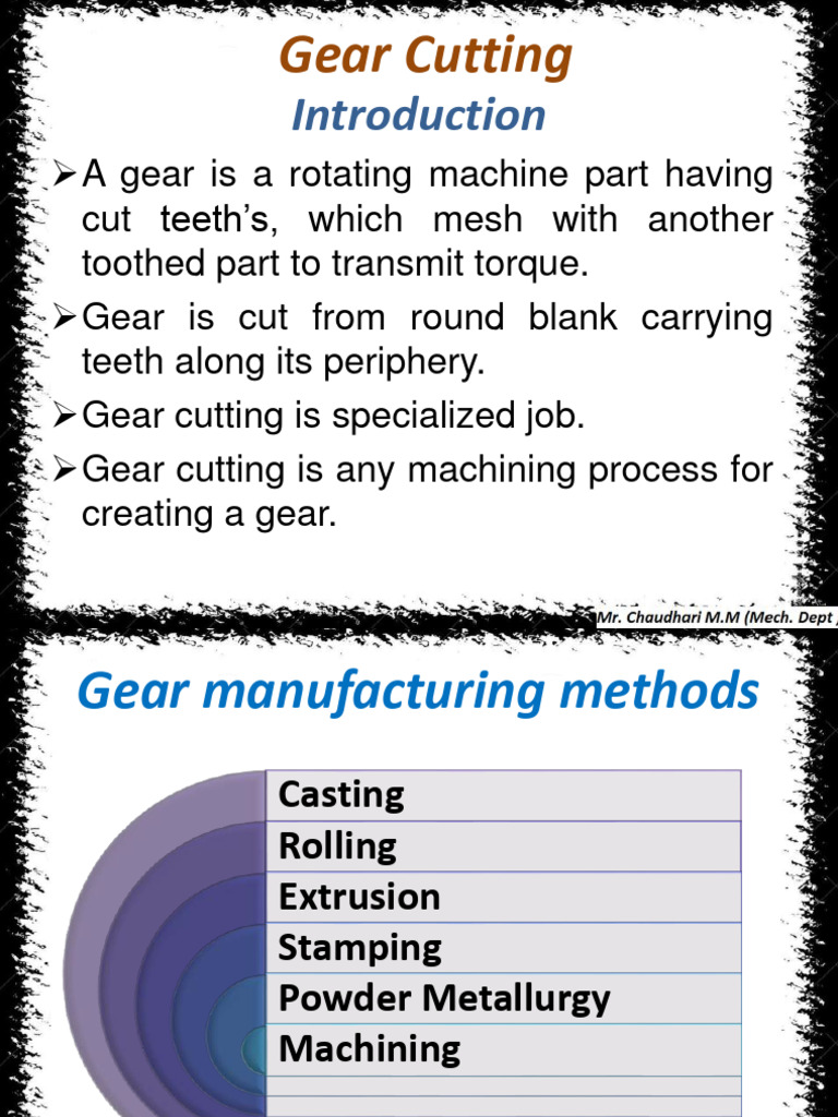 Gear Cutting Methods Overview | PDF | Gear | Mechanical Engineering