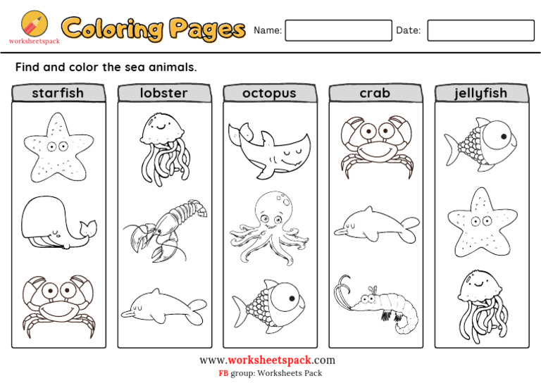 Sea Animals Coloring Pages | PDF