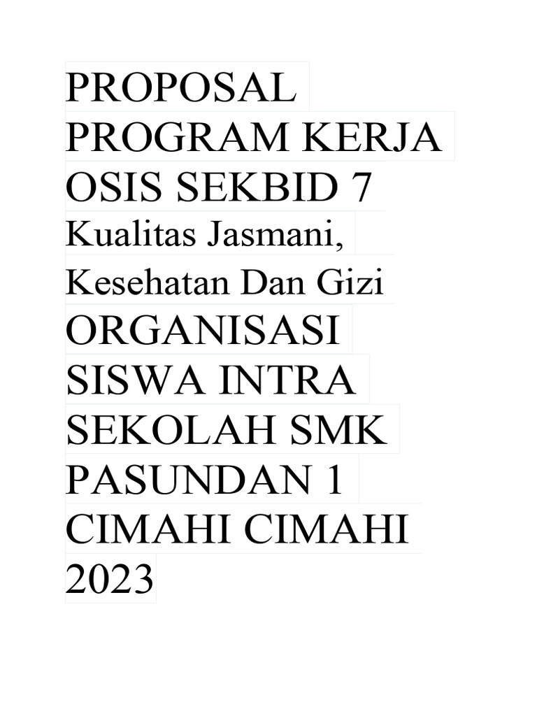 Program Kerja OSIS Sekbid 7 Kesehatan | PDF