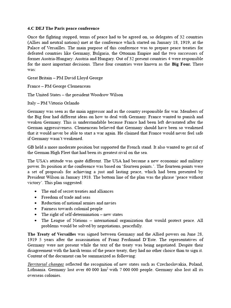 C DEJ Paris Peace Treaty | PDF | International Relations | Global Politics