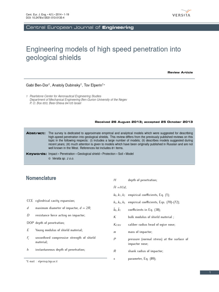 High-Speed Penetration Models Review | PDF | Clay | Silt