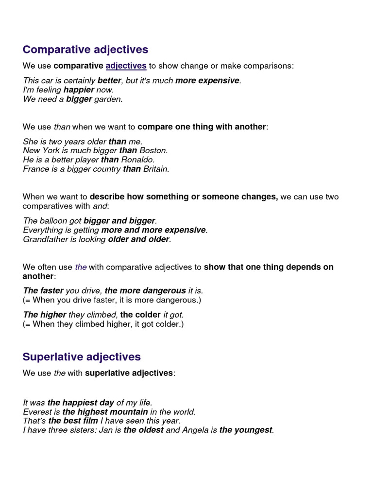 Understanding Comparative and Superlative Adjectives | PDF | Adjective ...
