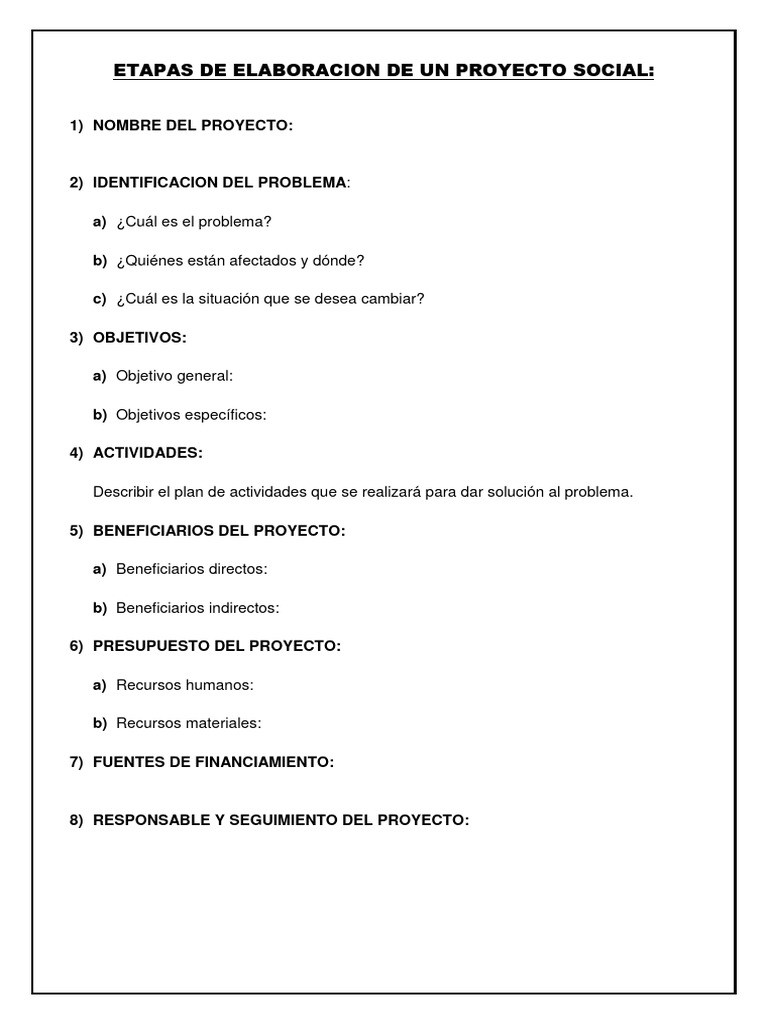 Etapas de Elaboracion de Un Proyecto Social | PDF | Negocios | Arte
