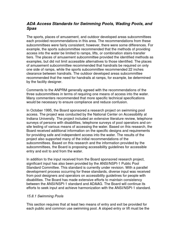 ADA standards for accessible pools, spas and wading areas PDF