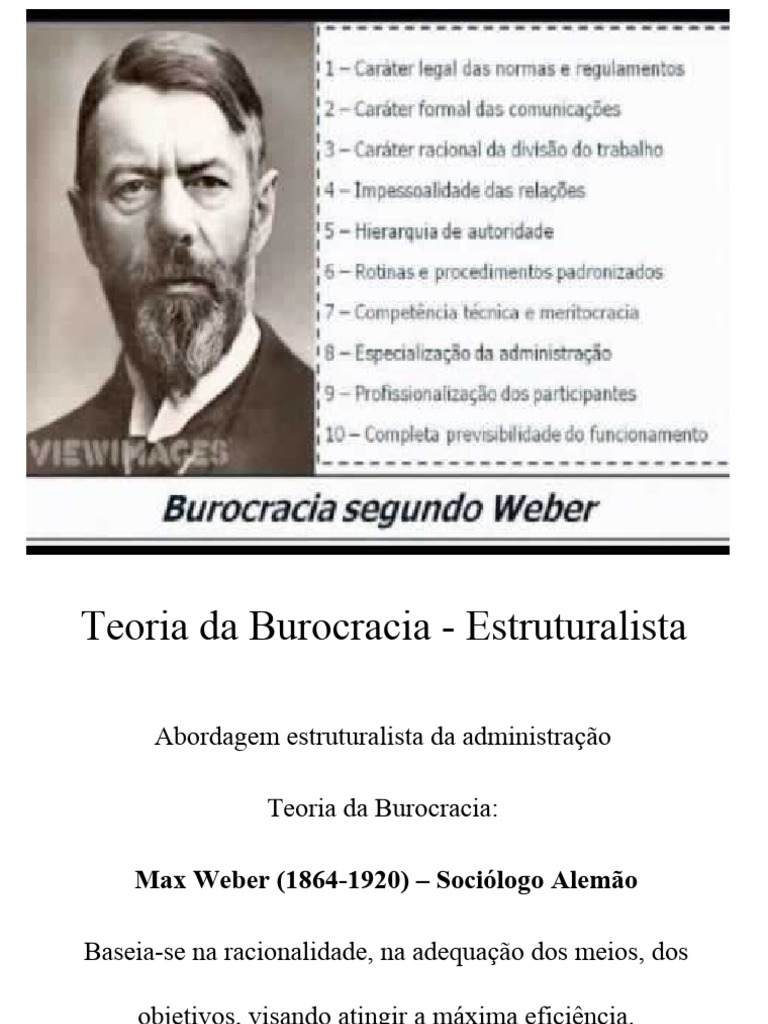 Teoria da Burocracia de Max Weber | PDF | Burocracia | Sociologia