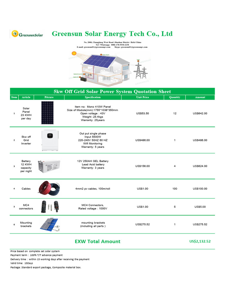 5 KW Off Grid Solar System | PDF | Solar Power | Photovoltaic System