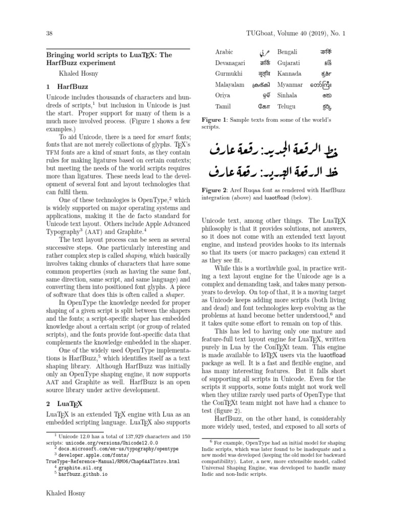 HarfBuzz - Bringing World Scripts To LuaTEX - (KH Hosny - 2019) | PDF ...