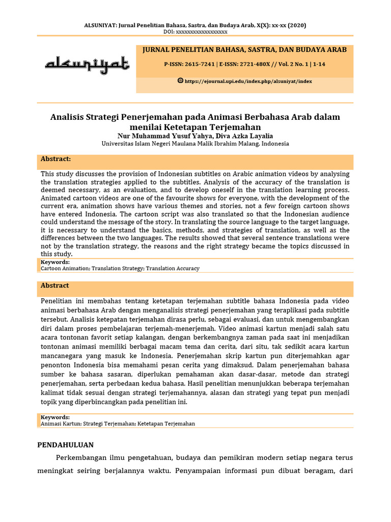 Strategi Terjemahan Animasi Arab | PDF | Seni & Disiplin Bahasa ...