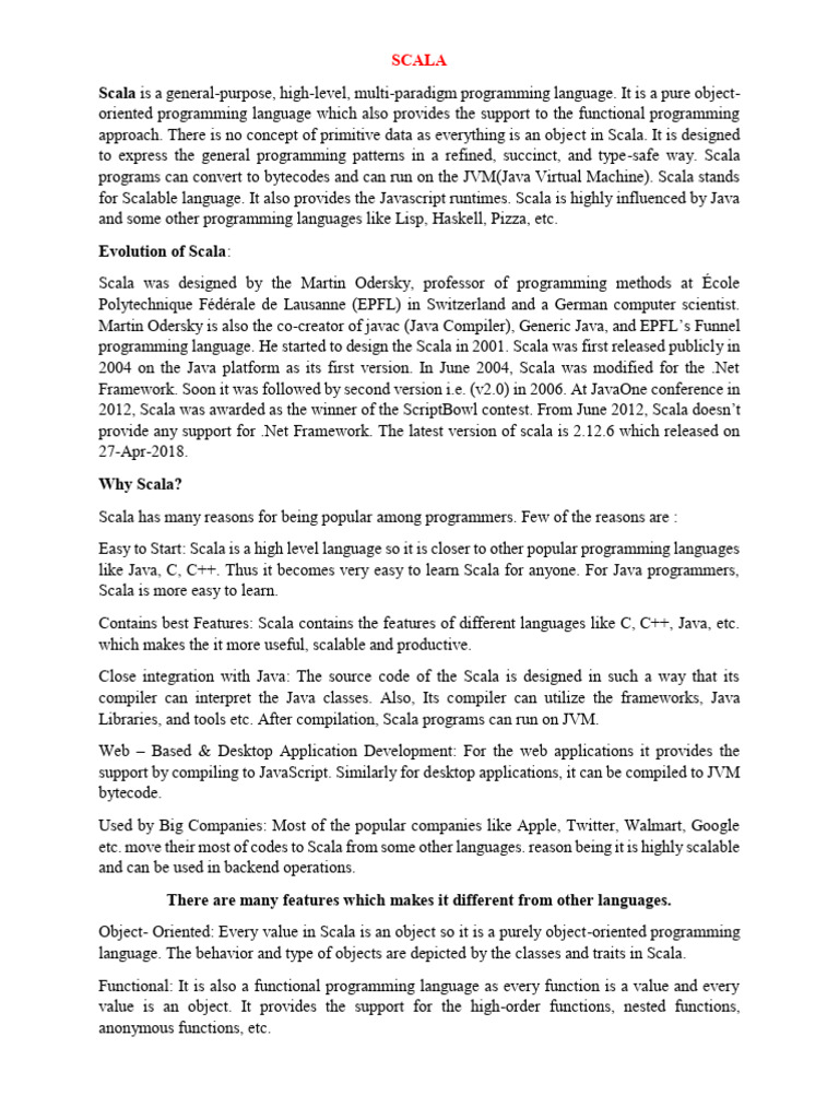 Scala PDF Scala Programming Language Java Programming Language Scala pdf scala programming language java programming language