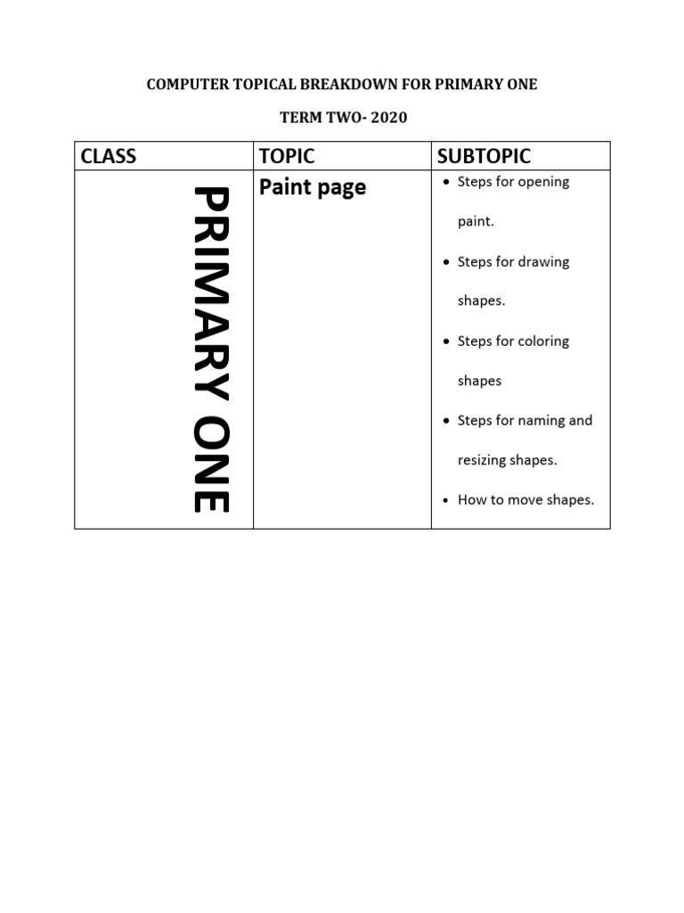 Computer Lesson Notes for Primary Classes | PDF | Computer Hardware ...