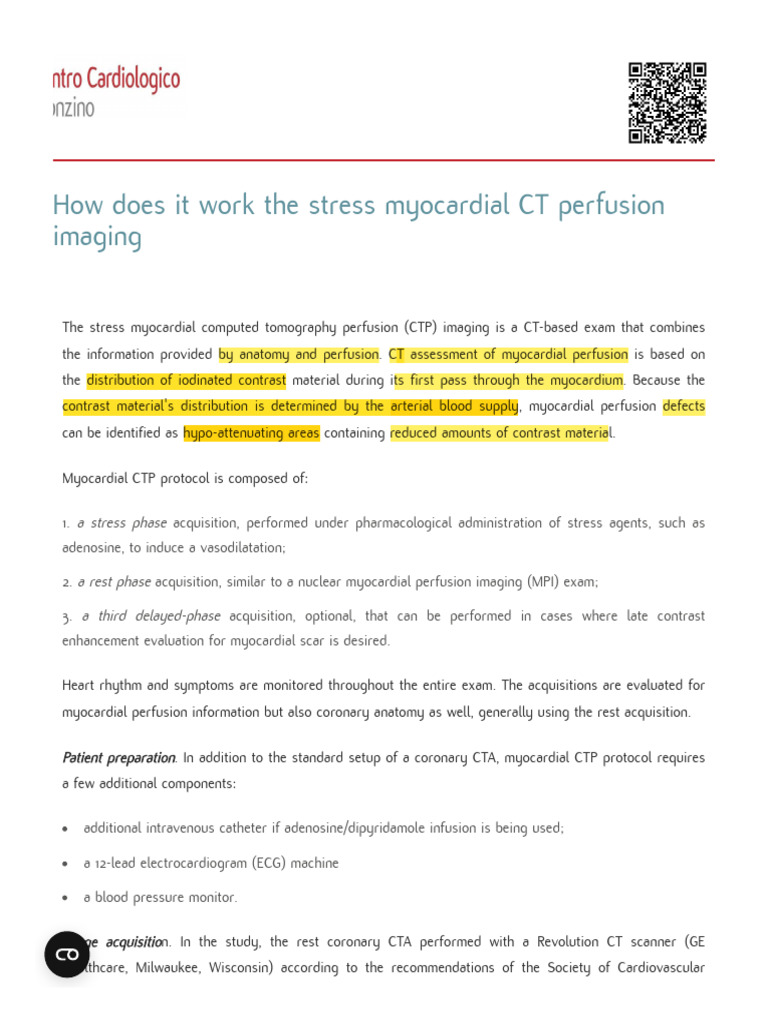 Stress Myocardial CT Perfusion Imaging Guide | PDF | Coronary ...