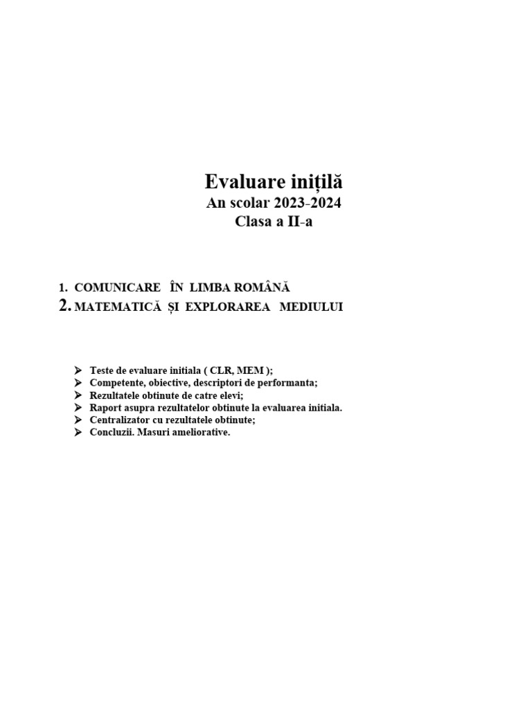 Evaluare Initiala Cu Descriptori | PDF
