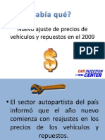 Nuevo Ajuste de Precios de Vehículos y Repuestos