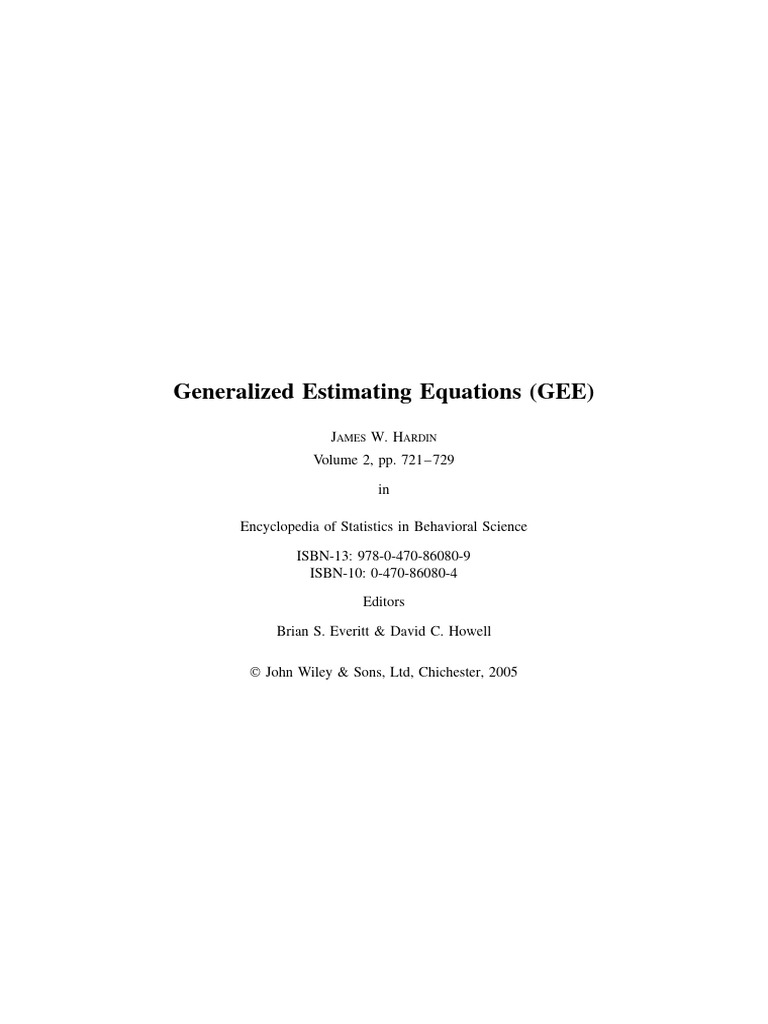 Understanding Generalized Estimating Equations | PDF | Linear ...