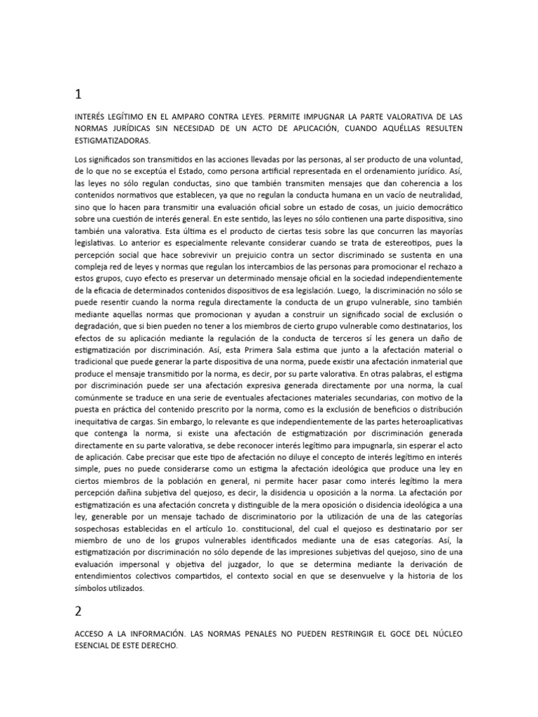 Amparo Contra Leyes - Jurisprudencia | PDF | Ley procesal | Caso de ley