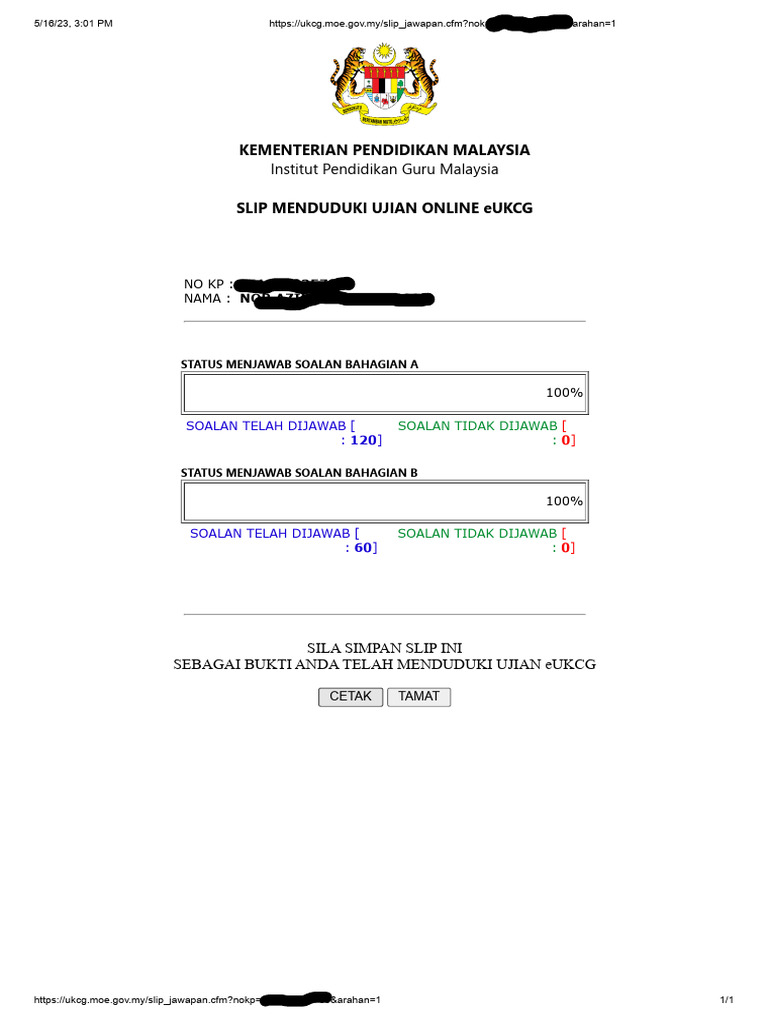 Slip - Jawapan Ukcg SPP | PDF