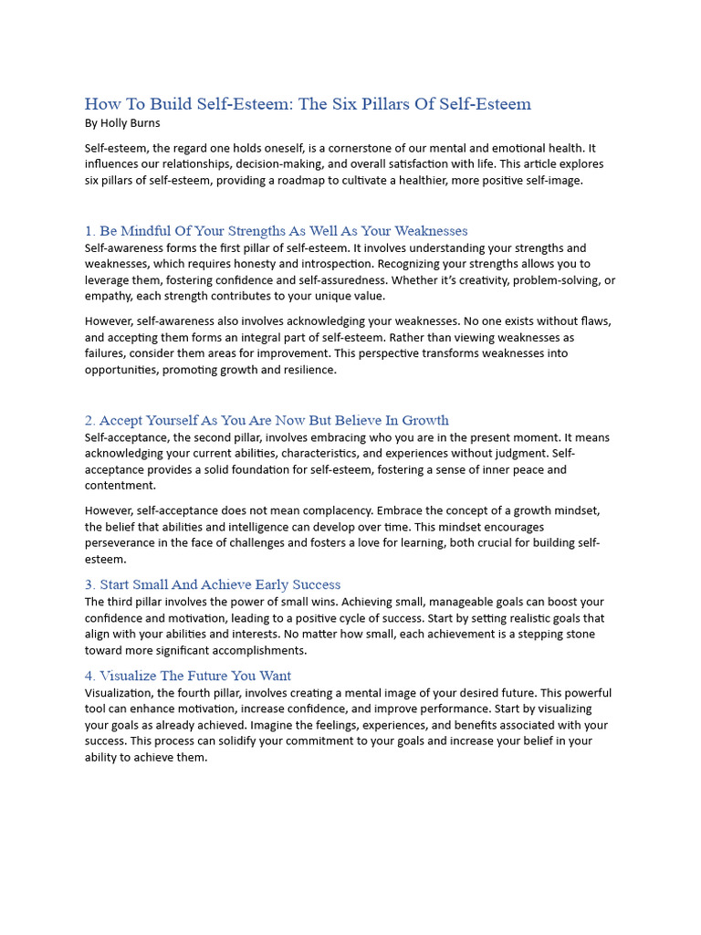 How To Build Self Esteem | PDF | Self Esteem | Psychological Resilience
