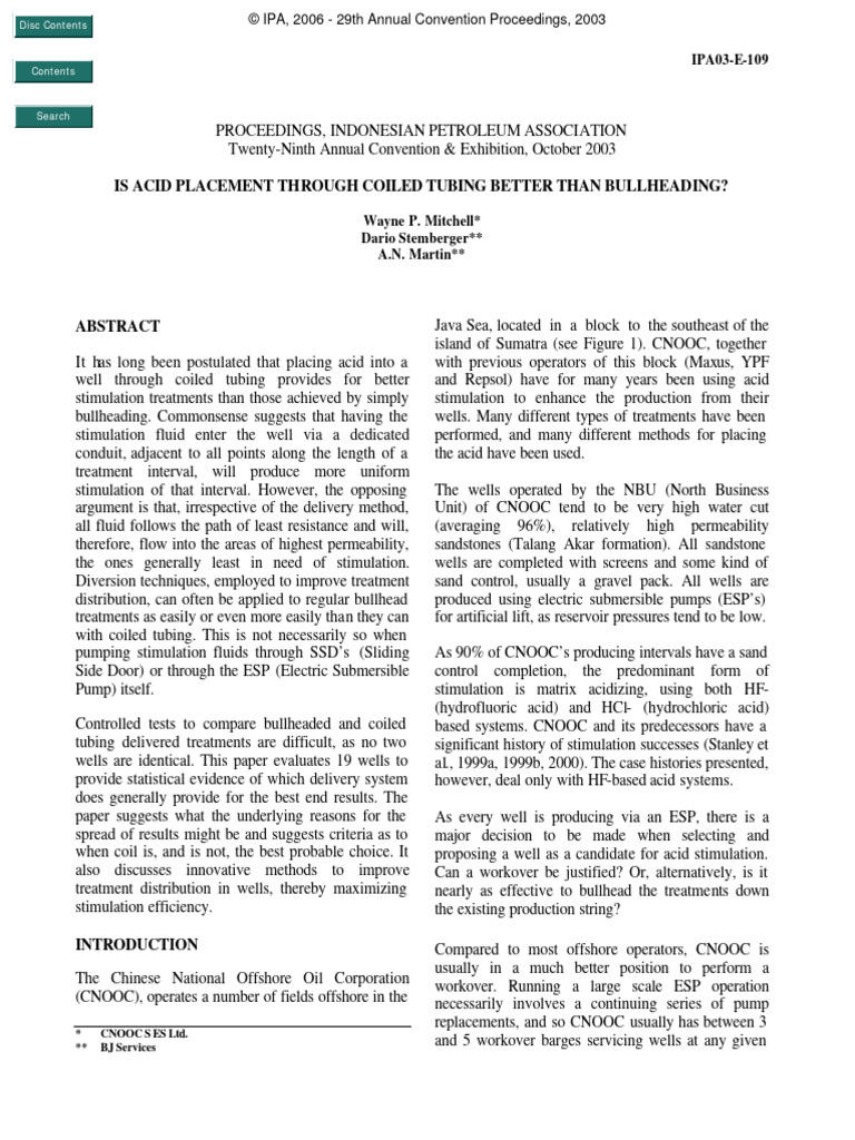 Coiled Tubing vs. Bullheading Acid Placement | PDF | Pump | Chemical ...