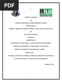 Siwes Experience Undertake at Federal Airport Authority Nigeria, Alakia, Ibadan