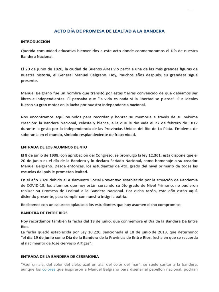 Promesa de Lealtad a la Bandera Nacional | PDF