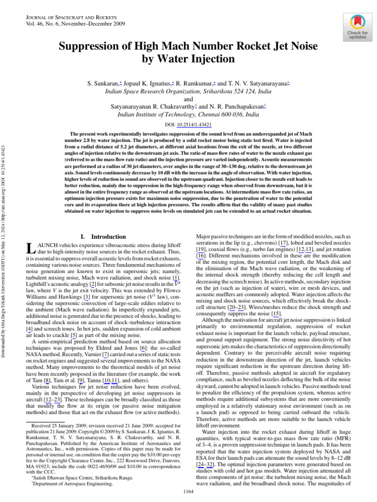 Sankaran Et Al 2012 Suppression of High Mach Number Rocket Jet Noise by ...