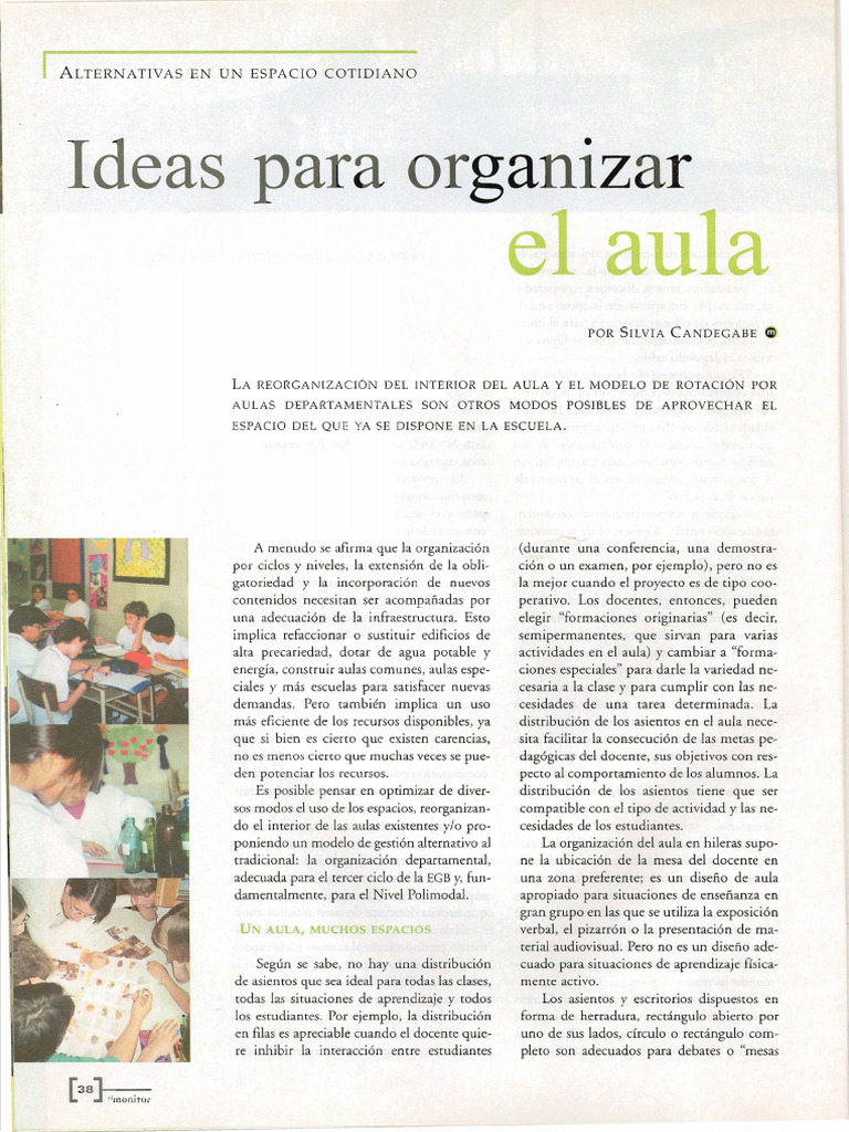 G 7-8 Organizar El Aula. El Monitor | PDF | Salón de clases | Aprendizaje