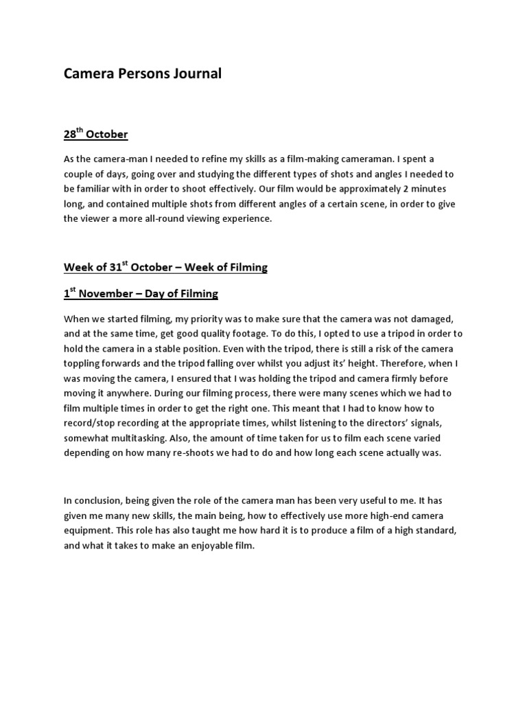 Camera Persons Journal | PDF