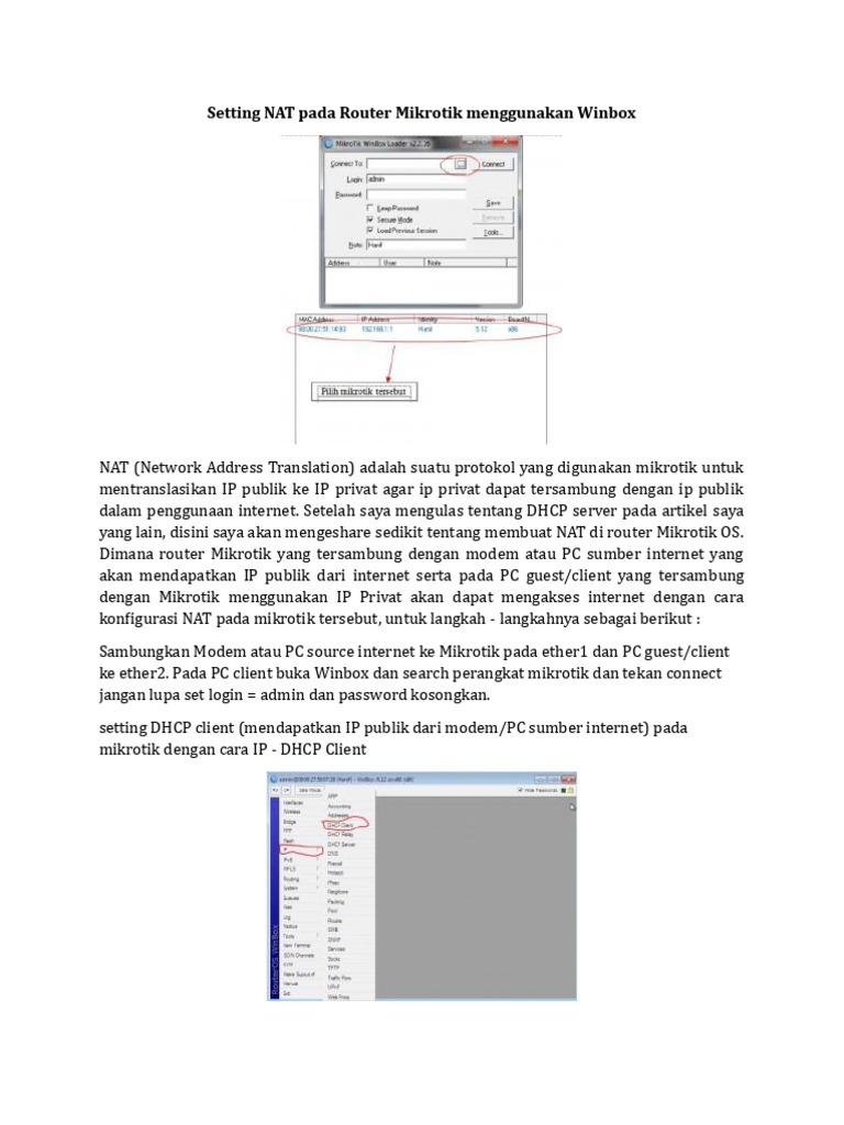 Konfigurasi NAT di Router Mikrotik | PDF