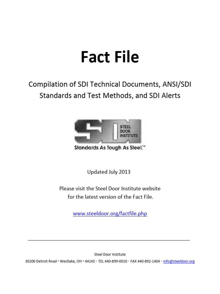 SDI Fact File | PDF | Door | Masonry