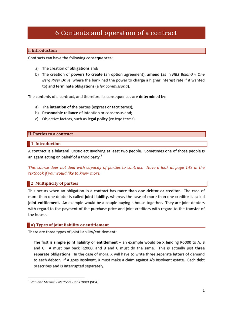 6 contents and operation of a contract pdf joint and several