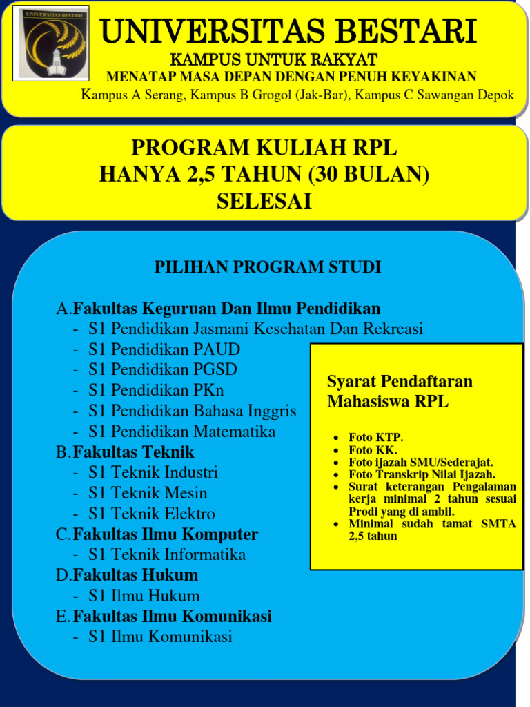 Kuliah RPL Online 2,5 Tahun di Universitas Bestari | PDF