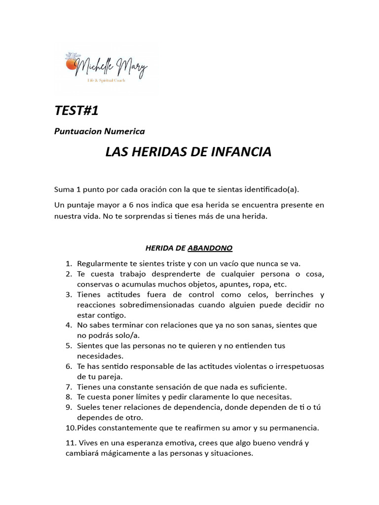 Test de Heridas de la Infancia | PDF