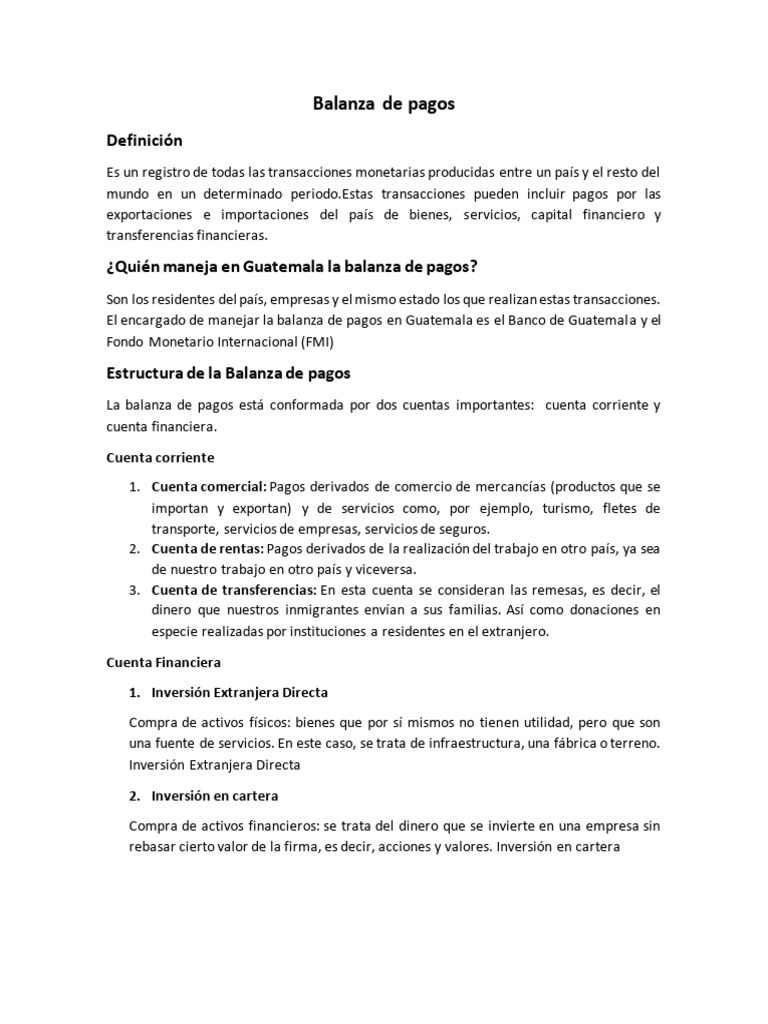 Estructura de la Balanza de Pagos | PDF | Balance de pagos | Economía ...