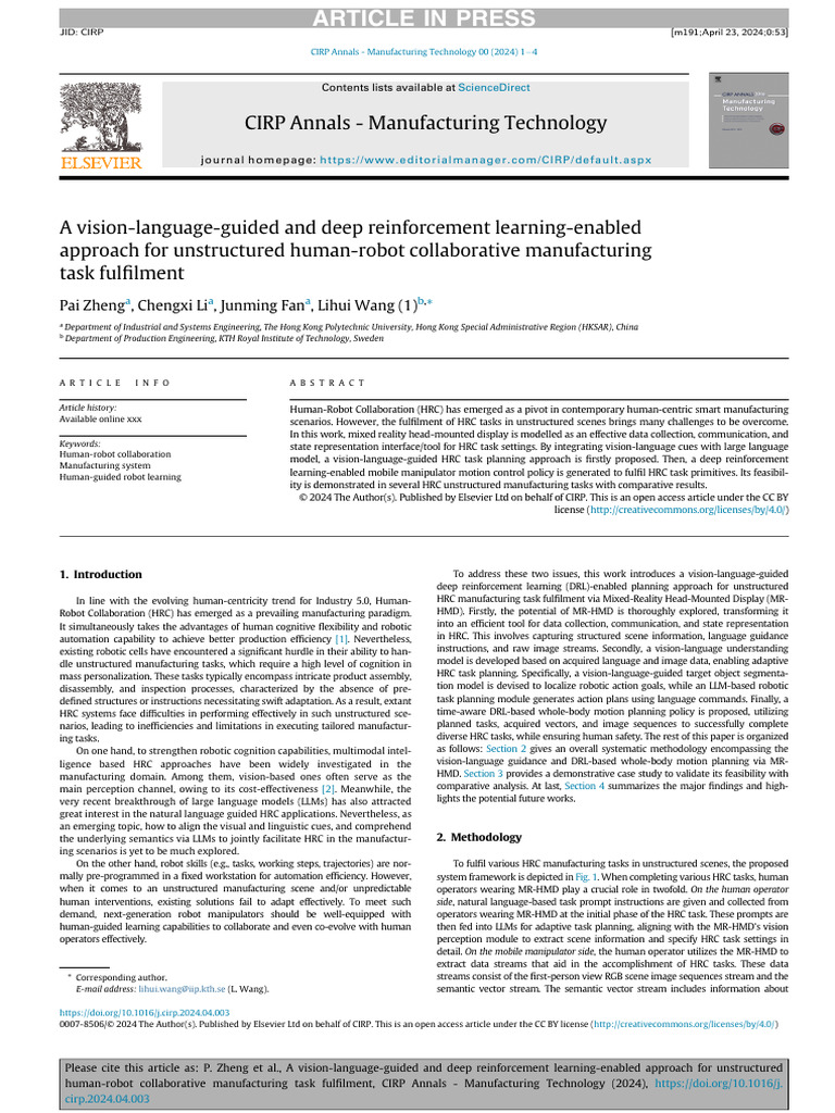 1 s2.0 S0007850624000180 Main | PDF | Robotics | Image Segmentation