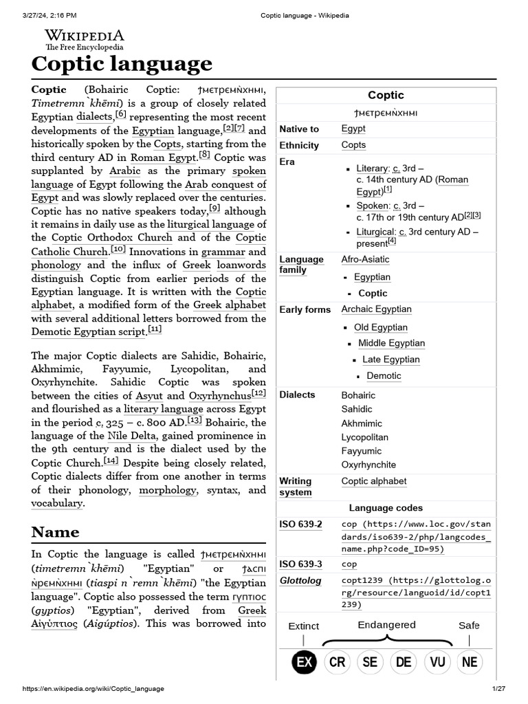 Overview of the Coptic Language | PDF | Grammatical Number ...