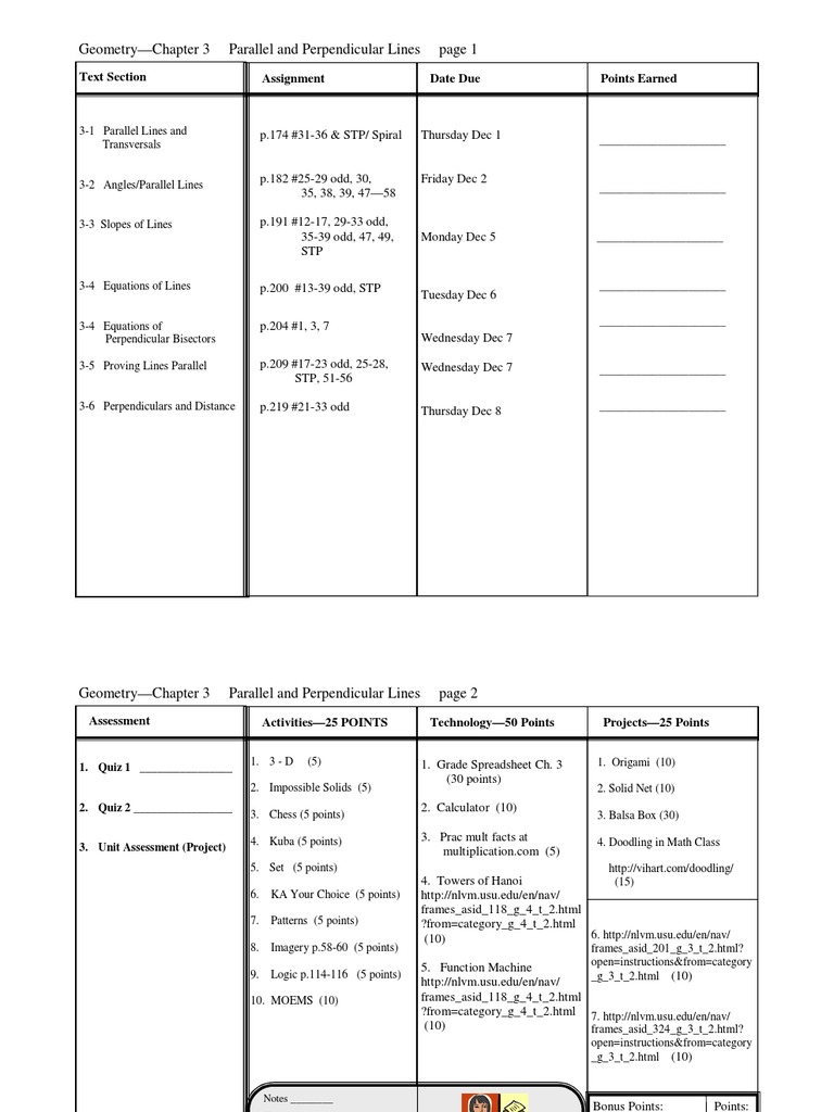 Chapter 3: Parallel & Perpendicular Lines | PDF | Teaching Methods ...