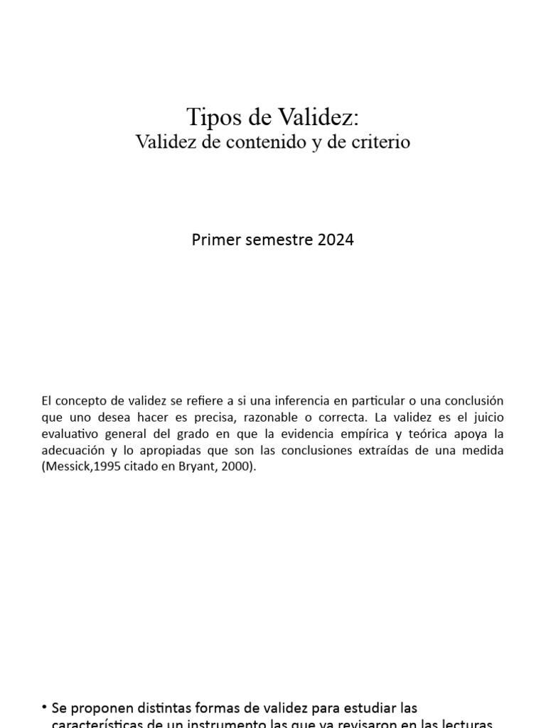 Validez de Contenido y Criterio 2023 | PDF | Validez (Estadísticas ...